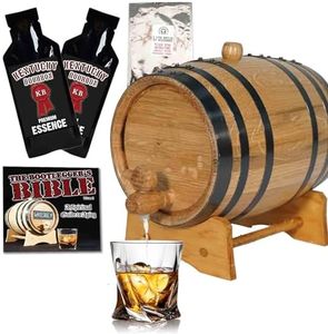 3 Liter Kentucky Bourbon Whiskey Making Kit - 3L Mini Barrels for Cocktail Aging - Complete with Wood Stand, Oak Bung, Spigot & Liquor Essence Flavoring - Whiskey Barrel Gifts for Men