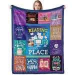 Book Lovers Gift Throw Blanket, Soft Cozy Reading Plush Fuzzy Blanket Gifts for Book Lovers, Books Flannel Fluffy Blanket for Reader Bookworm Teen Girls Women Birthday Graduation Gifts, 130 x 150 cm