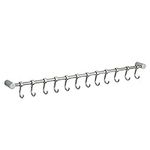 BALLSHOP Utensil Rack with 12 Movable Hooks Stainless Steel Hanging Kitchen Rail for Pot Pan Spoon 52cm Wall Mounted Utensil Holder Rack for Kitchen Bathroom Bedroom