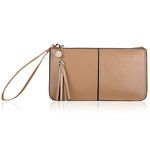 befen Soft Genuine Leather Wristlet Phone Wallet Clutch Purse for Women with Card Slots - Camel