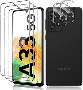 Vanrain Protector de Pantalla para Samsung Galaxy A33 5G Cristal Templado, 3 Piezas Vidrio Templado y 2 Piezas Protector de Lente de Cámara, [Alta Definición][9H Dureza][Sin Burbujas]