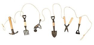 Potty Feet Daisy n Jack Handmade Decorative Garden Tools Potting Shed Gardland Set 2 - Produced From Sustainably Sourced Yam Wood and Recycled Metal