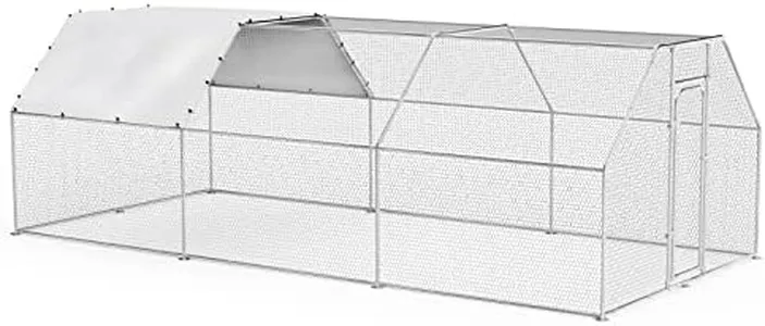 BOSSIN Bold Chicken Coop Run Large Metal Chicken Pen Outdoor, Poultry Cage Flat Shape Coop, Heavy Duty Walkin Chicken Runs for Yard with Waterproof and Anti-UV Cover, Cage for Rabbits Habitat