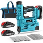 SEESII Cordless Brad Nailer Kit, 18 Gauge Electric Nail Gun with 2 X 2.0Ah Batteries and 1000pcs Nails and Staples, Adjustable Nailing Depth, 2 in 1 Brad Nailer/Stapler for Upholstery, Woodworking