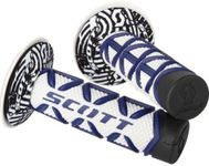 Scott White Blue Diamond Handlebar Hand Grips and Donuts and Free Sticker Fits Yamaha Yz80 Yz85 Yz125 Yz250 Yz465 Yz490 Yz250f Yz450 Yz400 Yz426 Wr250 Wr450 Ttr125 Ttr230 Ttr90 Ttr110 Pw80 Rt100 Rt180 1981-2014