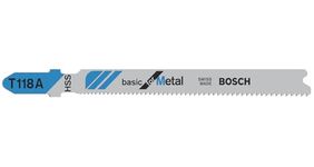 Bosch 5x T 118 A Basic for Metal Jigsaw Blade (for Steel sheets, Steel sheets, Length 92 mm, Professional Accessory Jigsaw)