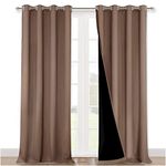 NICETOWN Complete Blackout Window Shades - Ring Top Sound Insulation Lined Curtain Panels for Large Window (W52 x L95 Inches, Cappuccino, 2 Pieces)