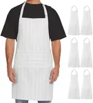 Will Well Kitchen Apron for Men and Women - Patterned Aprons for Cooking. Baking & Grilling, Chef Apron, Server Apron, & Waitress Apron With Pockets, Oil & Water Resistant Apron, 6 Pack, White Stripe