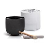 SITSANG 440 Hz Black A Note Crystal Singing Bowl Third Eye Chakra 7 inch with Sponge Padded Bundle Bag and Singing Bowl Suede Striker and Rubber Mallet