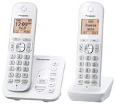 Panasonic 2 Handset Cordless Phone with Digital Answering System and Caller ID, Expandable Up to 6 Handsets White - Two Handsets with Call Block DECT 6.0 Model KX-TG7122SK