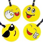 Mziart Travel Luggage Tags Set 4PCS Cute Personalized Smiling Face Emoji Suitcase Travel Bag ID Suitcase Label Tags Holders PVC Identifier Label Holders for Backpack for Women Men, OneSize