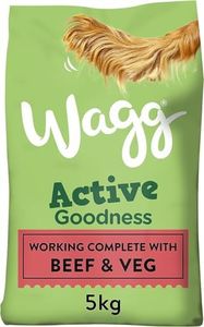 Wagg Active Goodness Complete Dry Adult Dog Food Beef & Veg 1kg (Pack of 5) - For All Active Working Dog Breeds