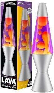LAVA® - Lava lamp 2125, Yellow Wax, Purple Liquid, Silver Base and Cap, Original LAVA® Brand 14.5 inch Motion lamp