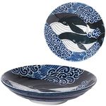 Minorutouki mino ware White Wave Whale Dinner Plate φ8.66×H1.97in 20oz Made in Japan