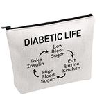 PWHAOO Diabetes Support Zipper Pouch Bag Diabetic Life Cosmetic Bag Diabetes Awareness Cosmetic Bag Fight Diabetes Gift, DIABETIC LIFE B