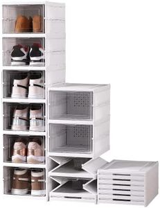 Wuciray Scatole Scarpe Porta Trasparenti 6 Piani Pieghevole Contenitori Organizzatore Portascarpe Scarpiera Shoe Box