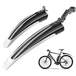 Ledeak Bike Mudguard Set, Portable Adjustable Road Mountain Bike Bicycle Cycling Tires Front and Rear Mud Guard Fenders for MTB Mountain Road Bike (Black+White)