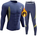 YESURPRISE Men's Thermal Underwear Sets Top & Long Johns Fleece Sweat Quick Drying,Blue,Large