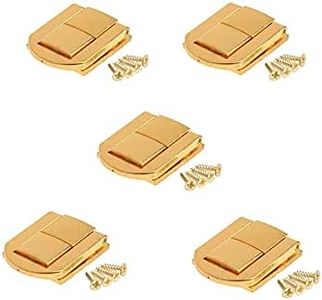 Dophee 5 PCS Toggle Catch Lock 0.98"x0.79" Gold Retro Style Iron Hasp Wood Chest Lock Latch Clasp with Screws for Jewellery Box Suitcase Chest Decoration