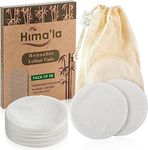 Hima'la 24 Pcs Reusable Makeup Remover Pads with Washable Laundry Bag | Bamboo Reusable Make Up Remover Pads - Eco Friendly Soft & Gentle Reusable Cotton Pads Makeup Removers (Pack of 24)