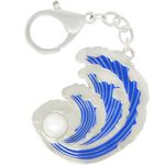 Feng Shui Keychain Water Wave with Purple Pearl Keychain Wealth Porsperity Success Good Luck Amulet New Year Gift W5509, Blue, 4.95*1.96inch