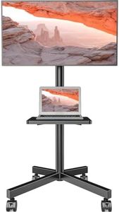 AX WABER Mobile TV Stand for 23-60 Inch LCD LED Flat/Curved Panel Screen TVs, Rolling TV Cart Holds up to 88Lbs Portable Stand with Laptop Shelf Rolling Floor Max VESA 400x400mm