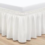 RIMELA Bed Valance Sheet Double Elasticized Bed Skirt Easy to Install - Soft Brushed Polyester - 38 cm Drop - Warm White (135 x 190 cm)