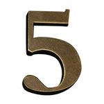 Zayookey Self Adhesive House Number Sign 4 Inch Ancient Copper Home Address Number Rustic Metal for Hotel Room Door Street Mailbox Plaque (Door Number 5)