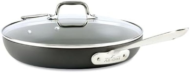 All-Clad E7859664 HA1 Hard Anodized Nonstick Dishwasher Safe PFOA Free Fry Pan with lid Cookware, 12-Inch, Medium Grey