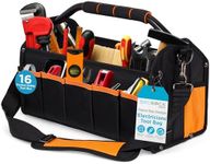 INTERNET'S BEST Open Top Electricians Tool Bag - Custom Electrician Organizer, Tool Carrier - 16 Pocket Utility Tool Box - Portable Shoulder Tote for Tech, Plumbers, Painters, Construction - 17 Inch