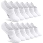 Toes Home No Show Socks Womens Cushioned Low Cut Athletic Hidden Liner for Sneakers Ankle Invisible Running Socks 4/6 Pairs, 6 White, 9-11