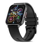 pTron Pulsefit Ace Smartwatch with 2.01" Full Touch Display, Bluetooth Calling, 600 NITS, Metal Frame, 100+ Watch Faces, HR, SpO2, Sports Mode, Voice Assist, 5 Days Battery Life & IP68 (Black)