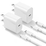 2Pack Apple Certified iPhone Charger Fast Charging, 20W PD USB C Wall Charger Block with Type C to Lightning Cable 6ft Compatible with iPhone 14/14 Plus/13 Pro Max/12/12 Pro/11/iPad