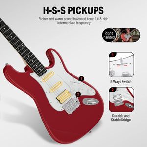 Donner 39" Electric Guitar – Red, Full Size