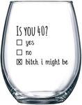 40th Birthday Gifts for Women and Men Wine Glass - Funny Is You 40 Gift Idea for Mom Dad Husband Wife – 40 Year Old Party Supplies Decorations for Him, Her - 15oz