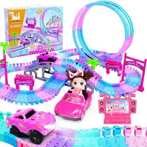 Tracks Car Toys Set for 3 4 5 6 Year Old Girls Kids,177 PCS 360°Rotating Track Flexible Tracks Car Toys Car for Girls 3-5 Toddler Girl Toys Age 3-6 Birthday Gifts
