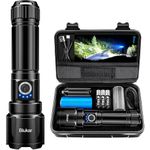 Blukar LED Torch, 20000 Lumens Super Bright Torches Led - Adjustable Focus, 5000 mAh, IP67 Waterproof, Powerful Long Lasting Handheld Flashlight for Power Cuts, Camping, Hiking, Emergency etc.