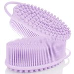 Avilana Exfoliating Silicone Body Scrubber Shower Brush- Hygienic Shower Loofah Sponge Alternative for Deep Clean & Soft Skin - Silicone Body Brush and Silver Infused Silicone Body Brush (Style1)