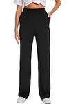 32"/34" Inseam Womens Tall Sweatpants Quick Dry Long Joggers Yoga Pants with Pockets, Black, X-Large