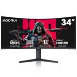 KOORUI 34 Inch Ultrawide Curved Gaming Monitor, WQHD 3440x1440 180Hz, 1000R 1ms(MPRT) HDR400, DCI-P3 90% AdaptiveSync, PIP/PBP HDMI/DP, Computer Monitor, 34E6UC