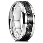 King Will Tungsten Carbide Wedding Band for Men - 8mm Silver High Polished Meteorite Fragment Inlay Wedding Ring for Daily Wear Q (8.5)