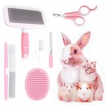 Crafterlife Small Animal Pet Grooming Kit Pet Shedding Slicker Brush, Bath Massage Glove, Pet Grooming Comb, Nail Clipper Trimmer Rabbit, Puppy, Kitten, Guinea Pig, Hamster, Ferret (Pink), 6 Pc Set