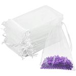 DoGeek 60pcs 4" X 6" Organza Gift Bags Jewelry Pouches Wedding Favour Bag with Drawstring (White, 10 * 15 cm)