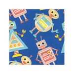 Fat Quarter 45cm x 55cm | Royal Blue Happy Helpful Robots Smart Technology, 100% Cotton Poplin Fabric, Dress Making, Children Fabric Thimbles Fabrics & Crafts Ltd®