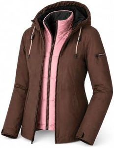 Free Country Women's 3 in 1 Ski Winter Jacket Water & Wind Resistant Warm Insulated Lined Hooded Coat for Hiking Ski-Toffee-Size 2X