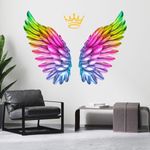 AH Decals Cartoon 3D Colorful Wings Animated Wall Sticker Beautiful Created Designs Kids Room Sticker Wall, Hall, Living Room,Poster 3D Background Removable Sticker Gallery Poster