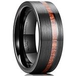 King Will Nature 8mm Black Wood Men Tungsten Wedding Ring Wood Inlay Tungsten Wedding Band Ring for Men Women Matte Brushed Comfort Fit 10.5