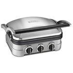 Cuisinart CGR-4NEC 5-in-1 Griddler in Silver with Reversible Nonstick Grill/Griddle Plates