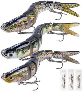 Goture Bass Fishing Lures, Lifelike Jointed Swimbait for Bass Trout Walleye Crappie Pike, Slow Sinking Segment Swimming Bait Fishing Lures for Freshwater and Saltwater, Fishing Gifts for Men