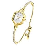 Gold Petite Bracelet Watch for Women Girl, Diamond Dress Analog Hexagonal Mini Women Watch Waterproof